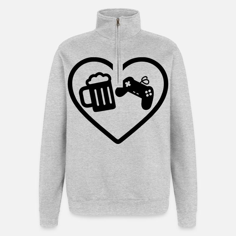 Heart Gaming Bier - Quarter-Zip-Sweatshirt - Grau meliert