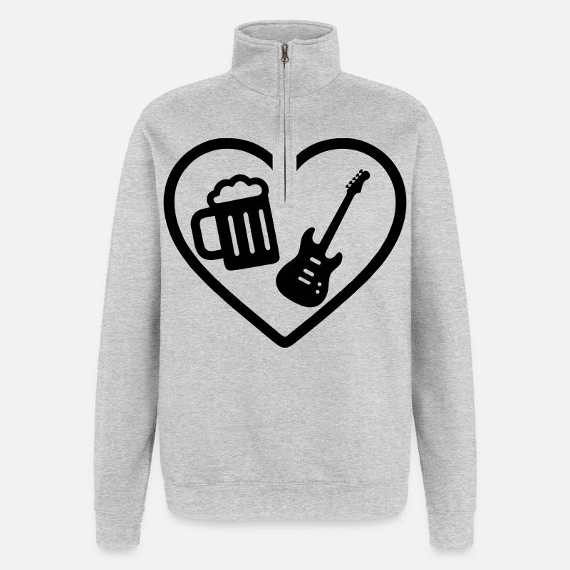 Bière Heart Rock - Sweat à zip 1/4 - gris chiné