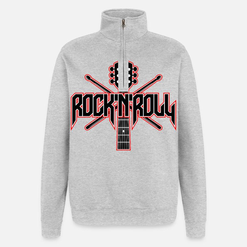 Rock 'N' Roll Guitar and Drumsticks - Quarter-Zip Sweatshirt - heather grey