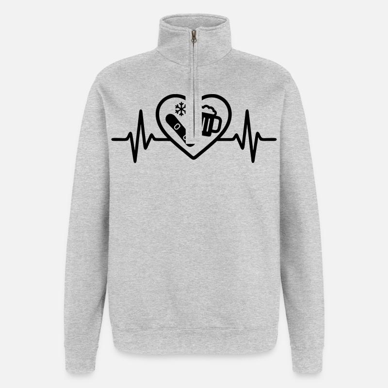 Herz Snowboard Bier - Quarter-Zip-Sweatshirt - Grau meliert