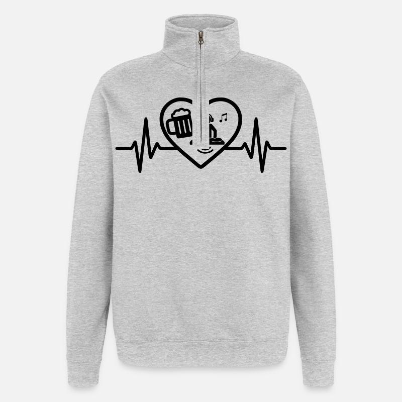 Herz DJ Bier - Quarter-Zip-Sweatshirt - Grau meliert