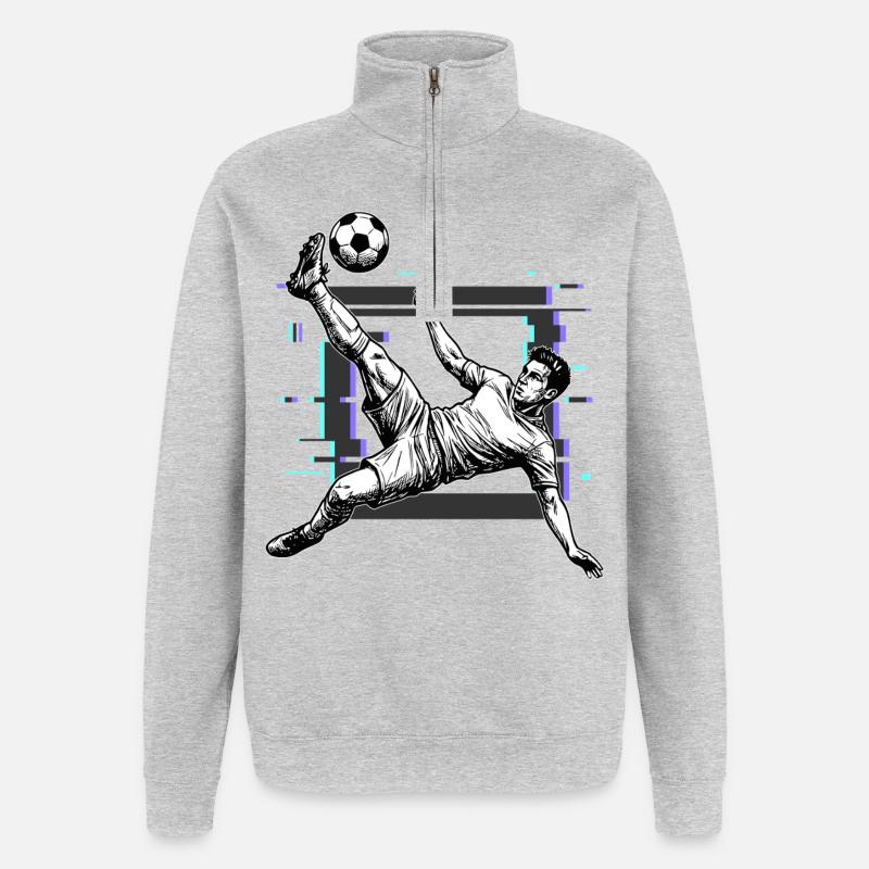 Fußball Schuss Fallrückzieher Tor - Quarter-Zip-Sweatshirt - Grau meliert