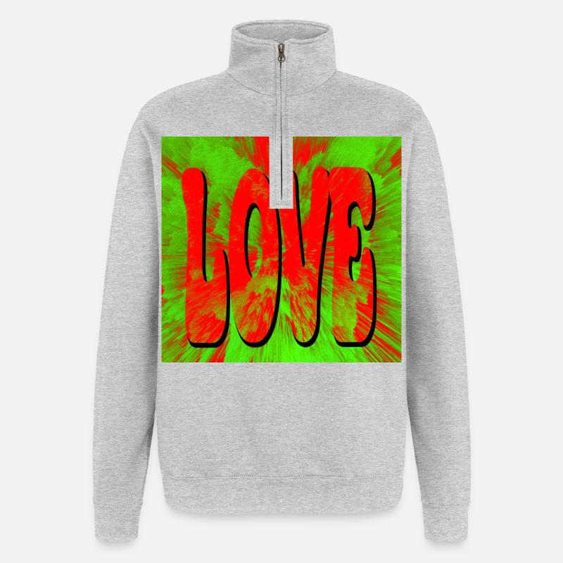 L’amour dans le style rétro tie-dye - Sweat à zip 1/4 - gris chiné