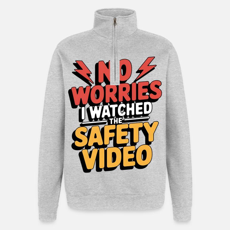 Keine Sorge – Sicherheitsvideo Meme - Quarter-Zip-Sweatshirt - Grau meliert