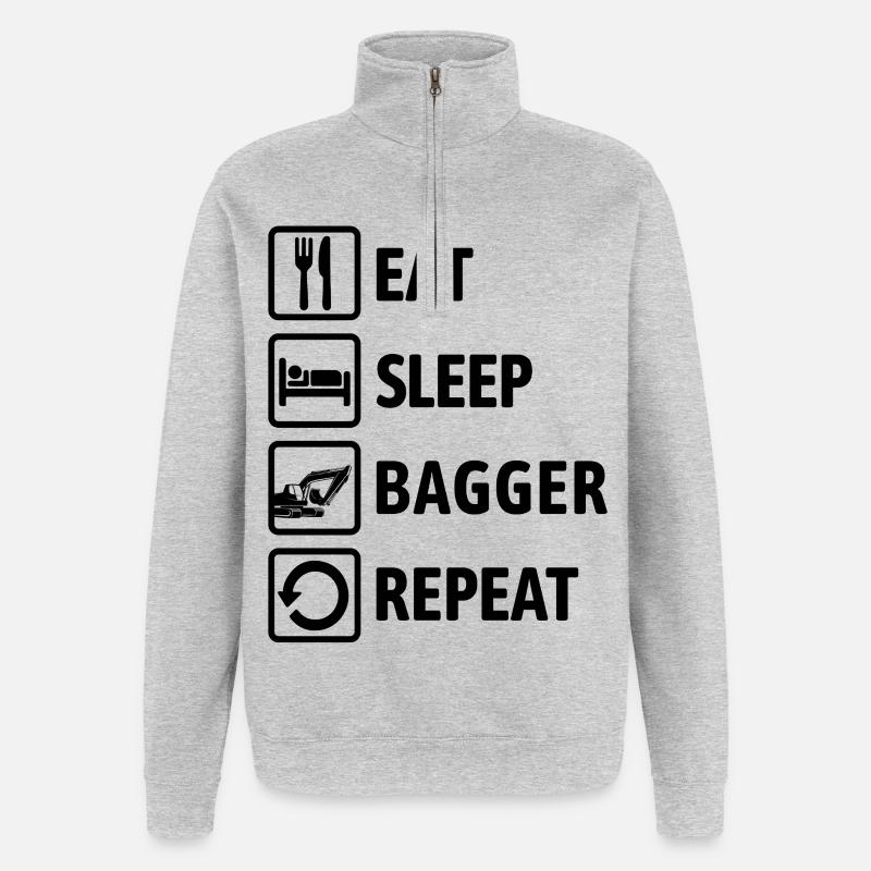 Eat Sleep Bagger Repeat - baggern & buddeln - Quarter-Zip-Sweatshirt - Grau meliert