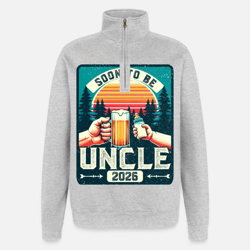 Uncle 2026, Expectant Uncle, Future Uncle - Quarter-Zip Sweatshirt - heather grey