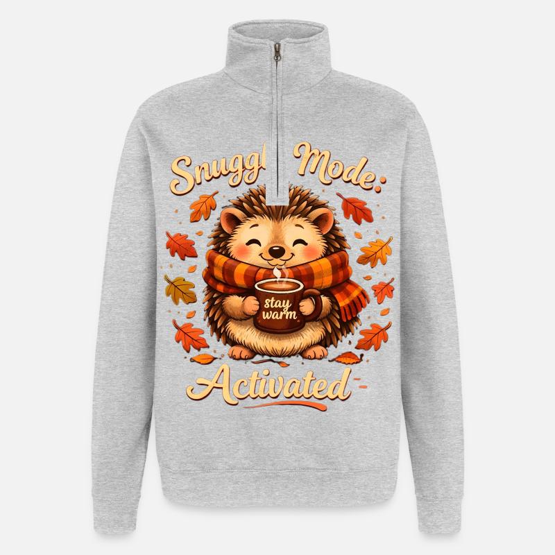 Hérisson Chaleur Chaleureuse Mode Câlin - Sweat à zip 1/4 - gris chiné