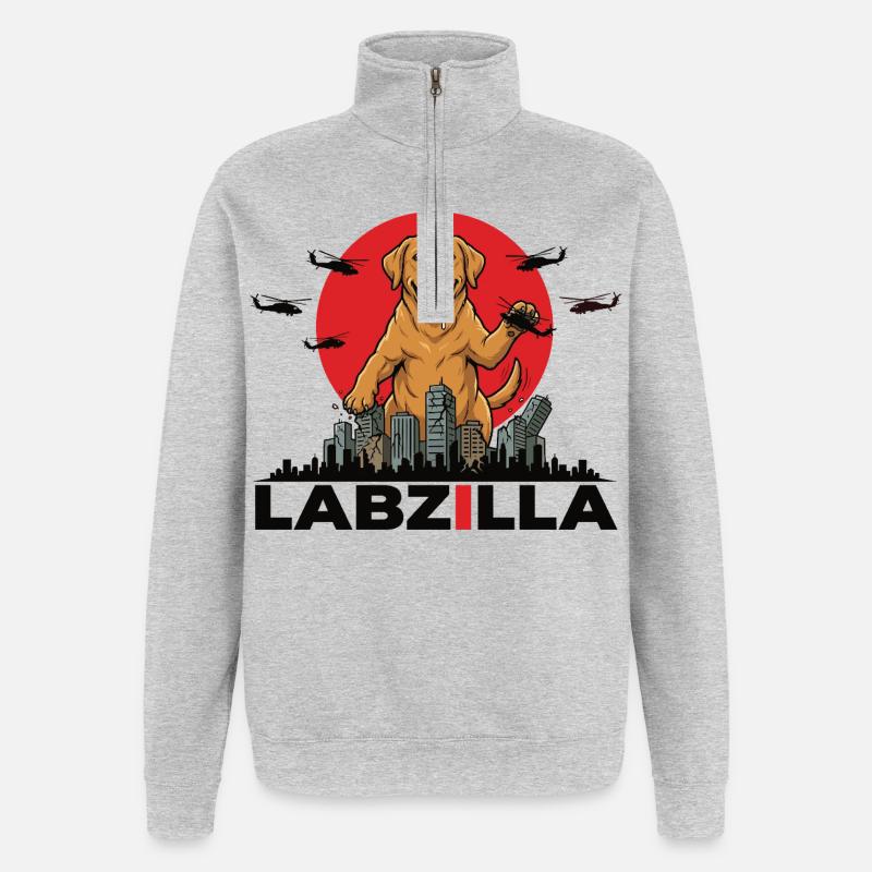 Labzilla – Der ultimative Riesen-Hund - Quarter-Zip-Sweatshirt - Grau meliert