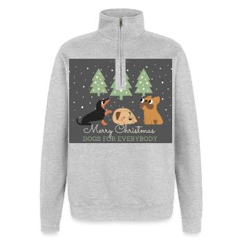 Frohe Weihnachten Hunde für alle - Quarter-Zip-Sweatshirt - Grau meliert - Vorne - AI Model Female 172 light (172cm) & AI Model Male 178 dark (178cm)