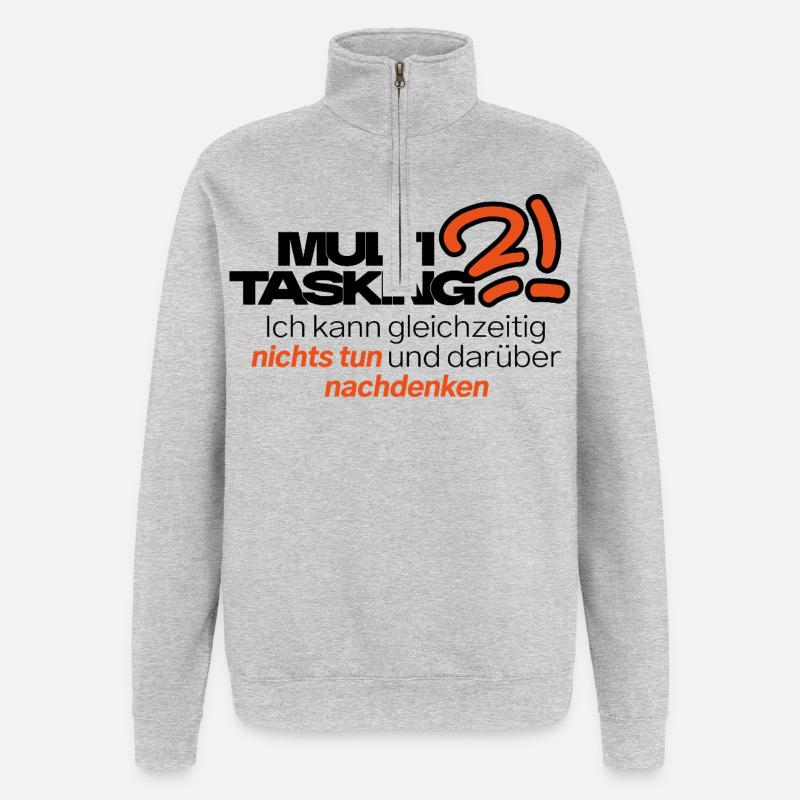 Multitasking mit Stil - Quarter-Zip-Sweatshirt - Grau meliert