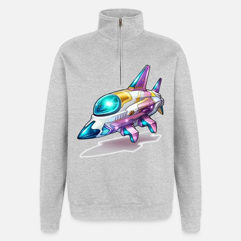 Comet Flight Spacefighter Neon - Sweat à zip 1/4 - gris chiné