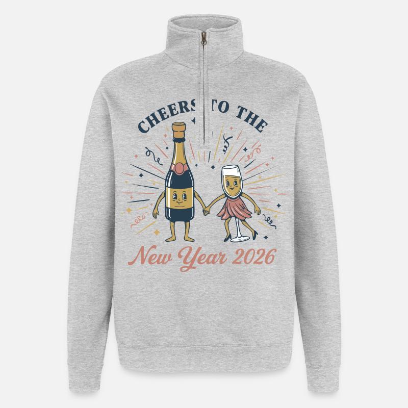 Prost auf die Silvesterfeier 2026! - Quarter-Zip-Sweatshirt - Grau meliert