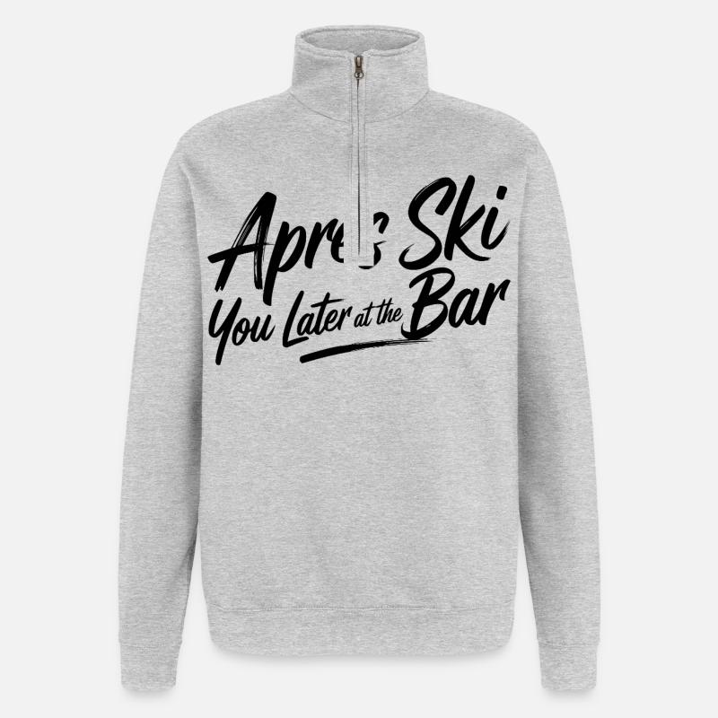 Après ski plus tard au bar - Sweat à zip 1/4 - gris chiné