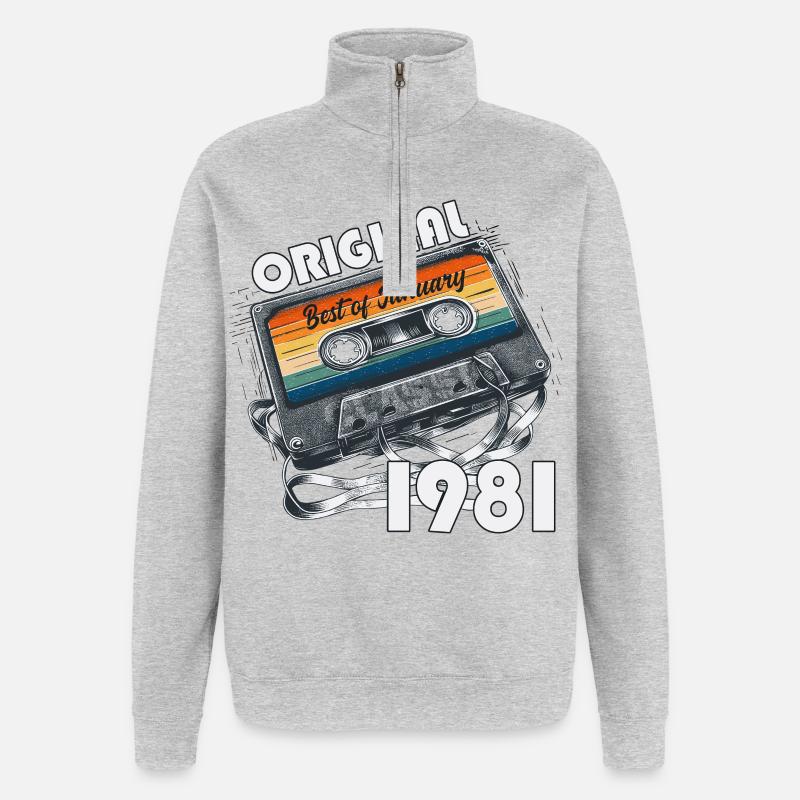 Cassette du 45e anniversaire janvier 1981 - Sweat à zip 1/4 - gris chiné