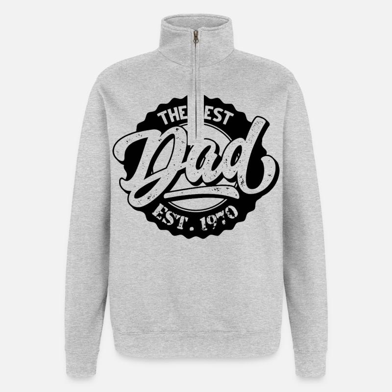 Le Meilleur Papa EST 1970 - Sweat à zip 1/4 - gris chiné