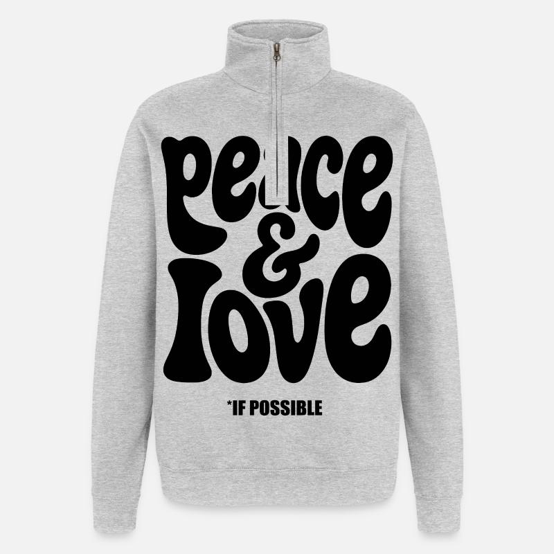 PEACE LOVE #1 - let's talk - Quarter-Zip Sweatshirt - heather grey