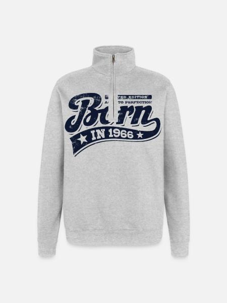 Born in 1966 - Birthday - Limited Edition - Quarter-Zip Sweatshirt - heather grey