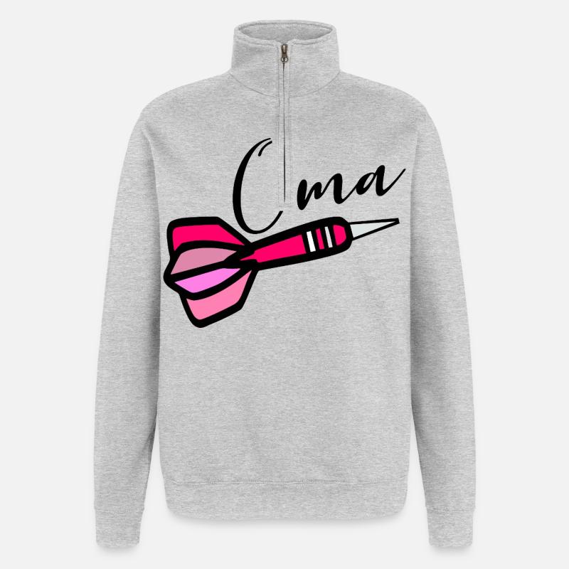 Mamie fléchettes fléchettes - Sweat à zip 1/4 - gris chiné