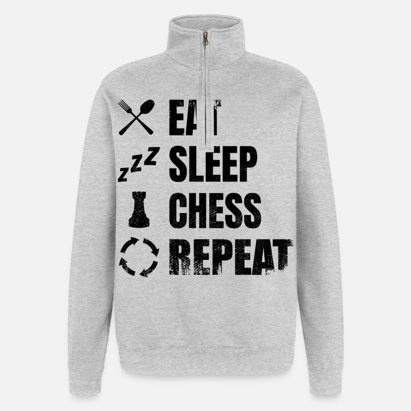 Eating, sleeping, repeating chess - Quarter-Zip Sweatshirt - heather grey