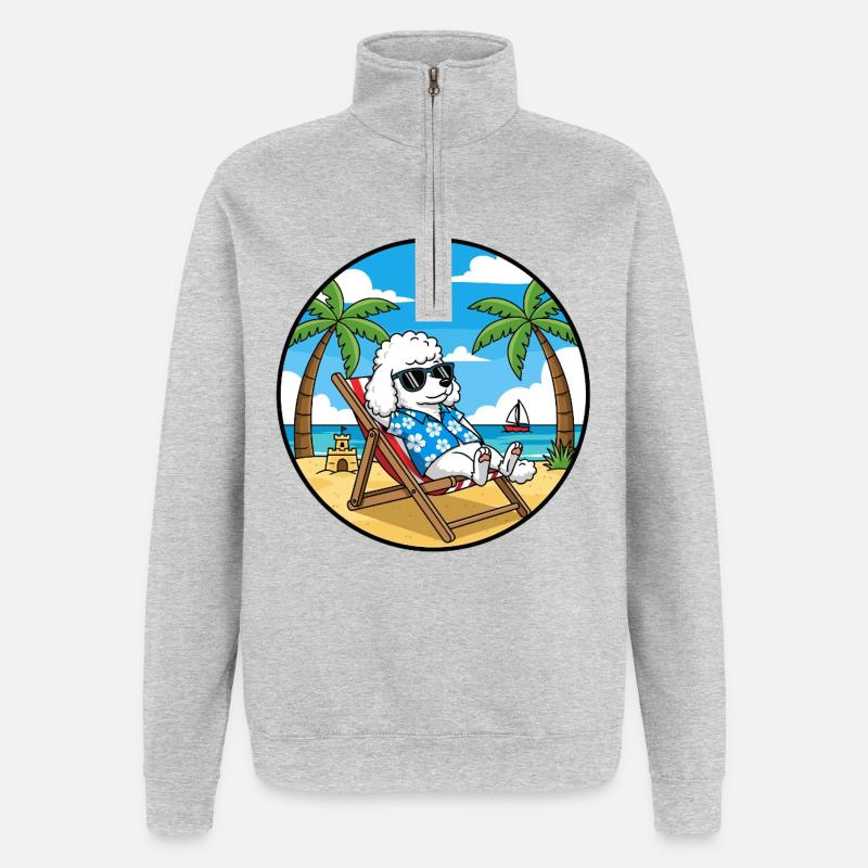 Vacances Cool Poodle Beach Ambiances d’été - Sweat à zip 1/4 - gris chiné
