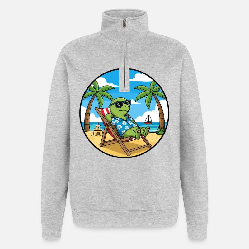 Cool Turtle Beach Vacation Summer Vibes - Quarter-Zip Sweatshirt - heather grey