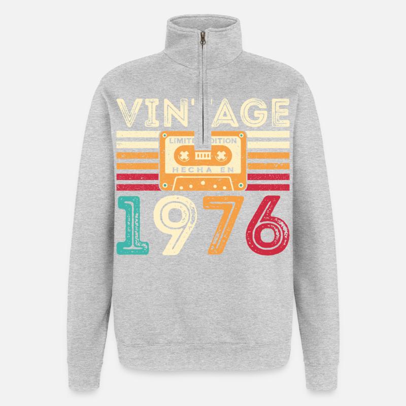 1976 Vintage Retro Geburtstagsgeschenk - Quarter-Zip-Sweatshirt - Grau meliert