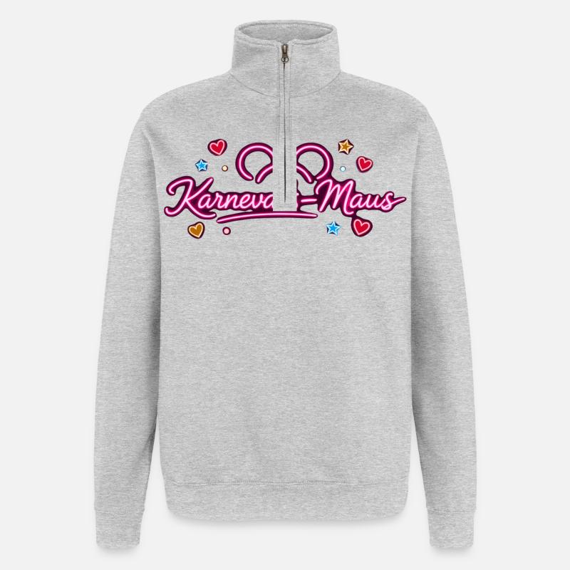 KarnevalsMaus Fastnacht Fasching Outfit Niedlich - Quarter-Zip-Sweatshirt - Grau meliert