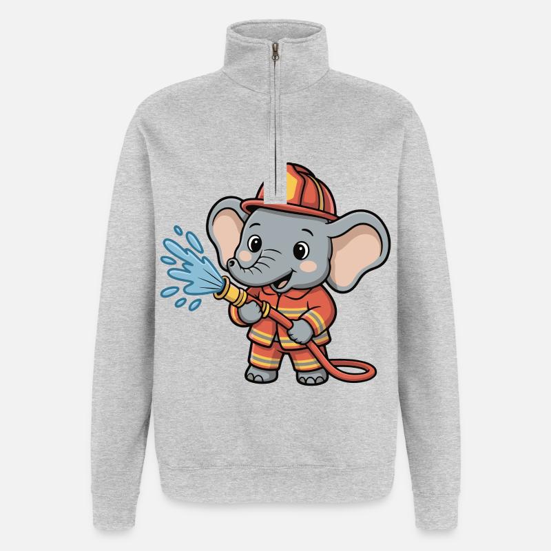 Fire Brigade Elephant Hose Splash - Quarter-Zip Sweatshirt - heather grey