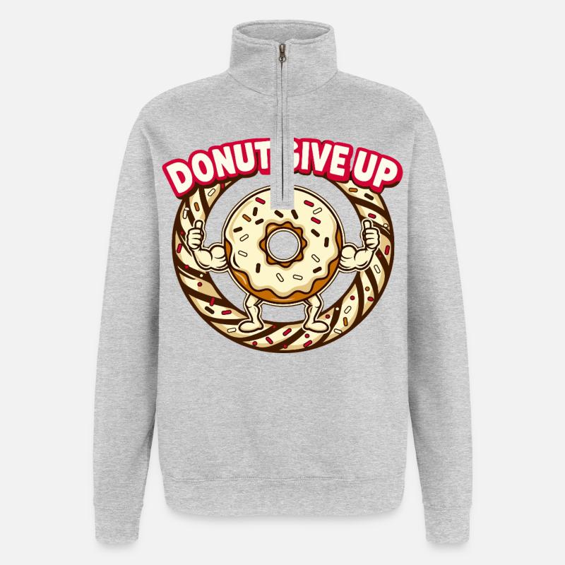 Donut Abandonne – Donut Motivationnel - Sweat à zip 1/4 - gris chiné