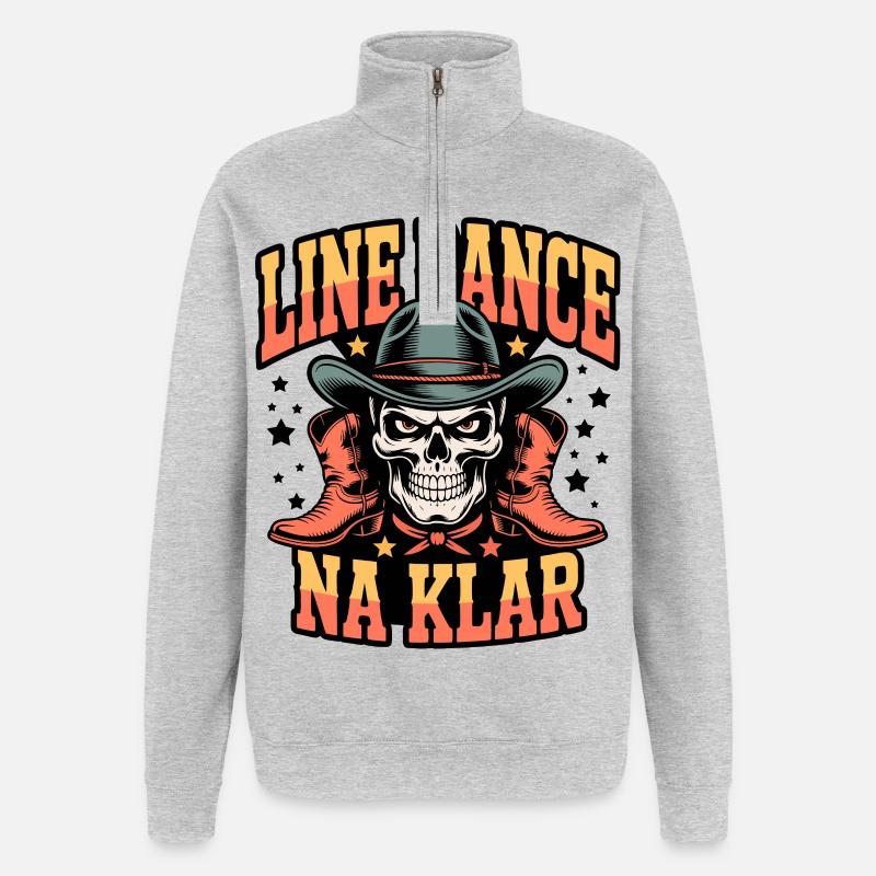 Line Dance Schädel Rodeo - Quarter-Zip-Sweatshirt - Grau meliert