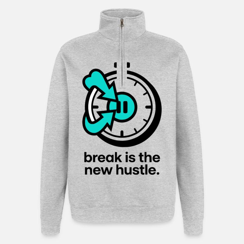 La pause est la nouvelle affaire - Sweat à zip 1/4 - gris chiné