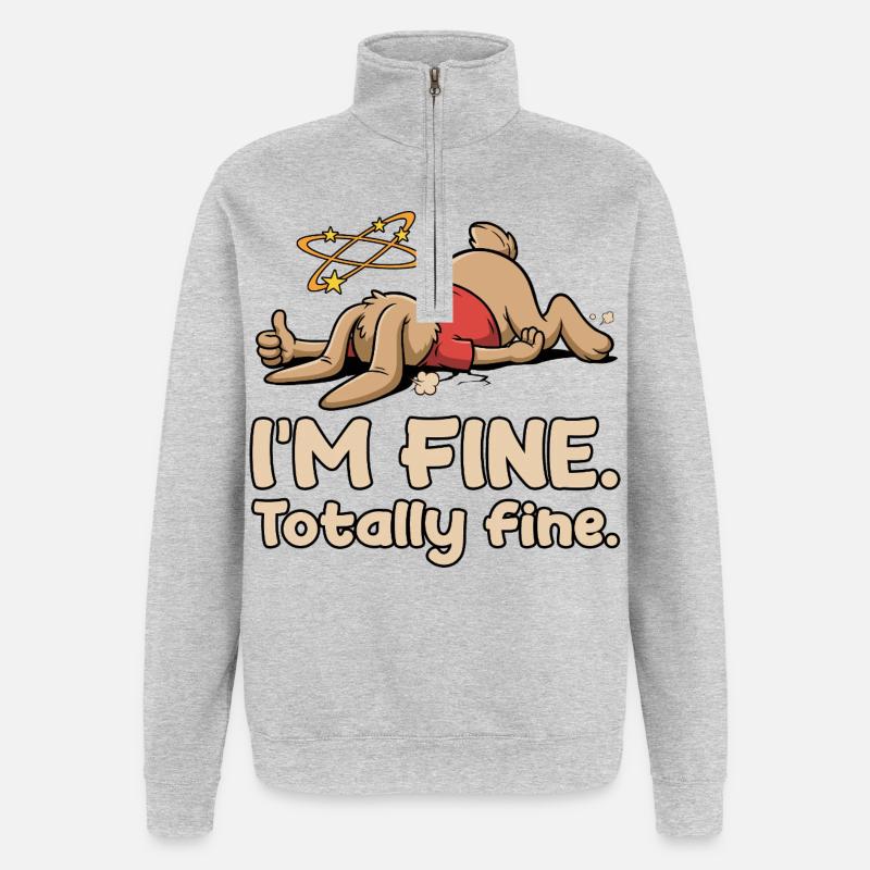 Exhausted rabbit with sarcastic saying - Quarter-Zip Sweatshirt - heather grey