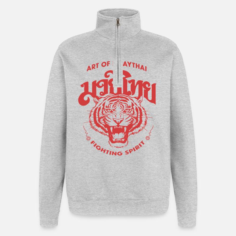 KUNST DES MUAY - Quarter-Zip-Sweatshirt - Grau meliert
