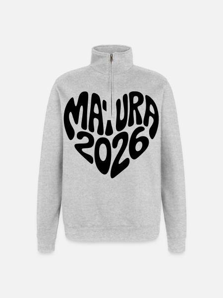 Matura 2026 Herz Form - Quarter-Zip-Sweatshirt - Grau meliert