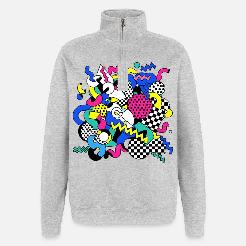Neon Chaos Pop Art Pattern - Quarter-Zip Sweatshirt - heather grey
