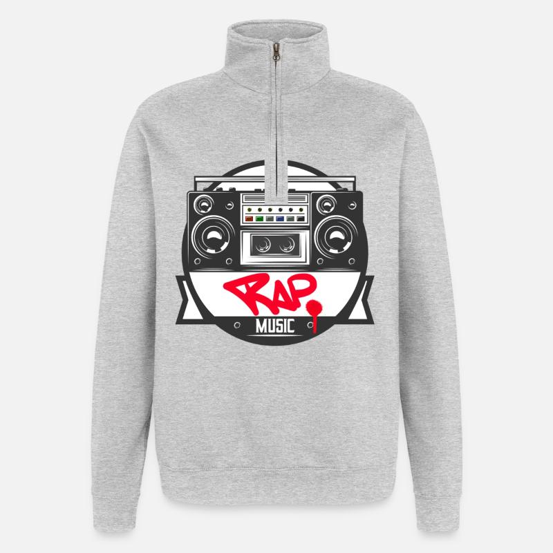 Jukebox Rap Logo Ghetto Blaster Graffiti - Sweat à zip 1/4 - gris chiné
