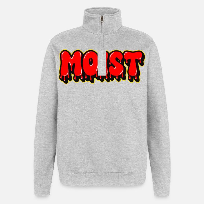 Moist Chunky Lettering Text  - Quarter-Zip Sweatshirt - heather grey