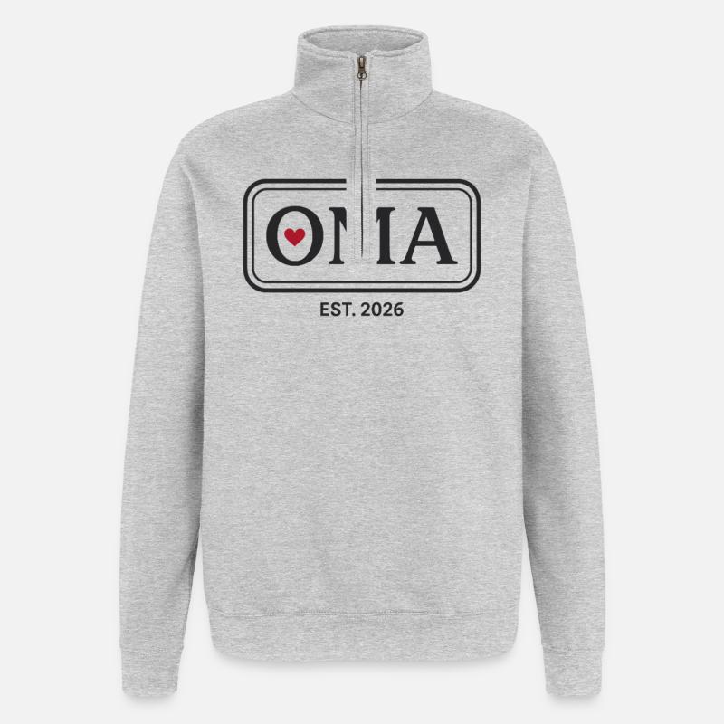 OMA EST. 2026 Stolze Großmutter Ankündigung - Quarter-Zip-Sweatshirt - Grau meliert
