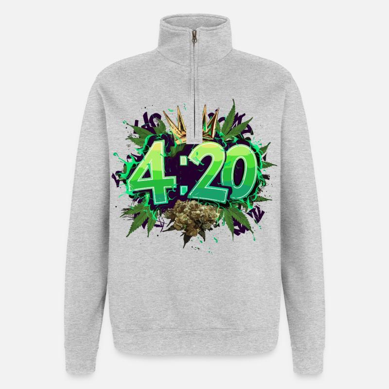420 - Sweat à zip 1/4 - gris chiné