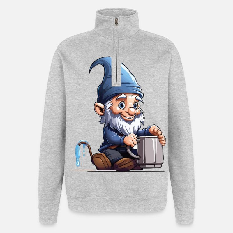 GnomePotterBlue - Sweat à zip 1/4 - gris chiné