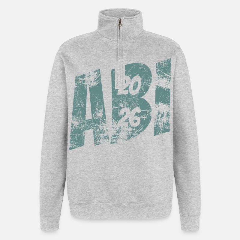 Abi 2026 - Abitur - Geschenk - Quarter-Zip-Sweatshirt - Grau meliert