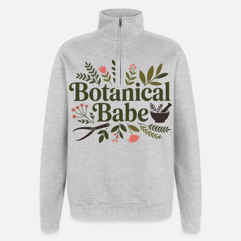 Clinique professionnelle de l’herboriste botanique - Sweat à zip 1/4 - gris chiné