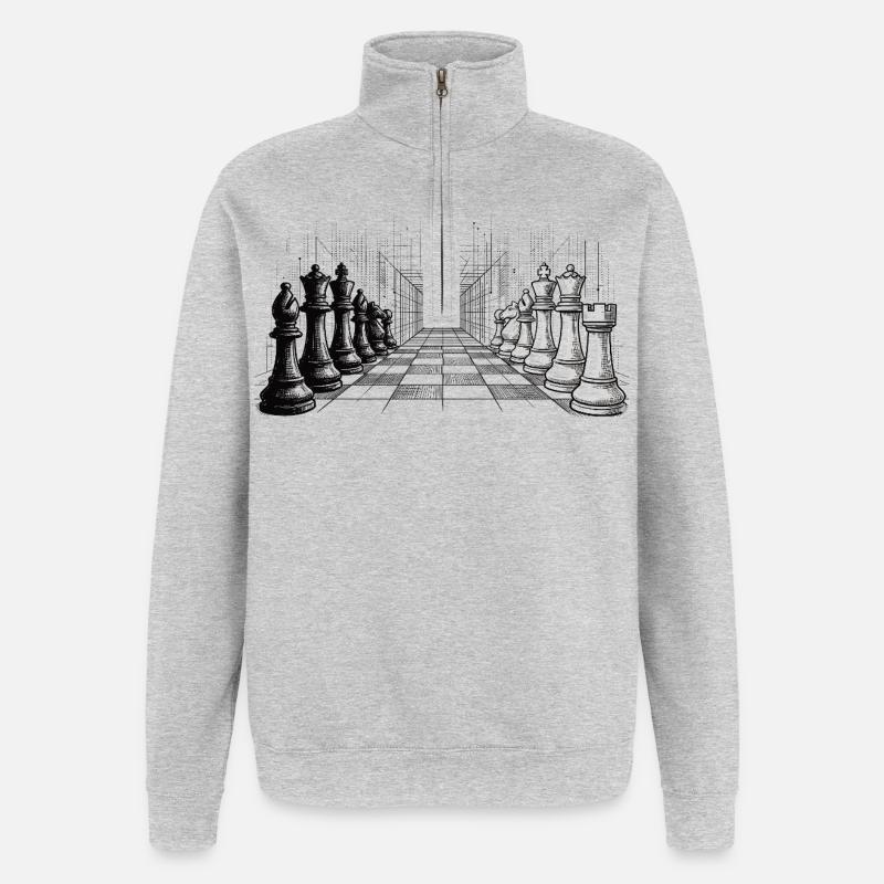 Chess Strategy – Endless Perspective - Quarter-Zip Sweatshirt - heather grey