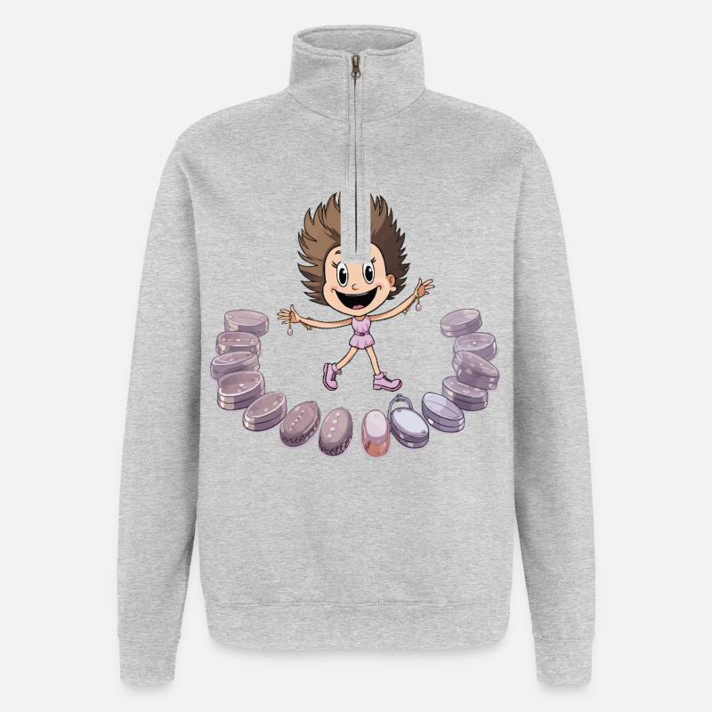 Danseuse Macaron - Sweat à zip 1/4 - gris chiné