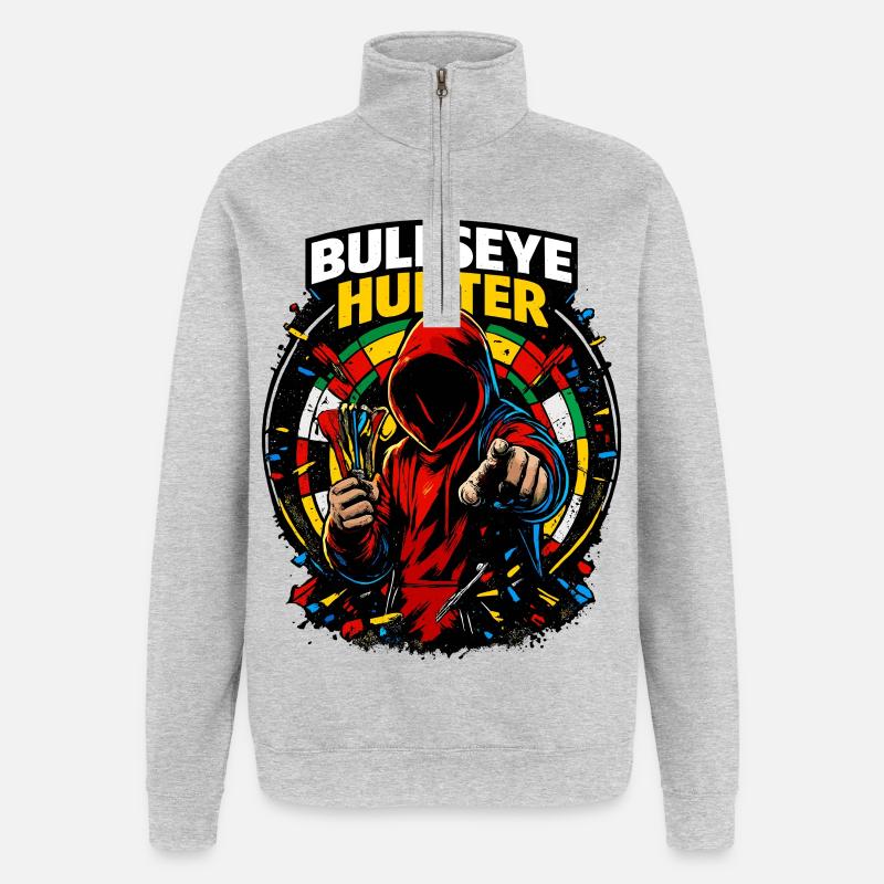 Chasseur de cible à fléchettes - Sweat à zip 1/4 - gris chiné