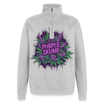 Purple Skunk - Quarter-Zip-Sweatshirt - Grau meliert - Vorne - AI Model Female 172 light (172cm) & AI Model Male 178 dark (178cm)