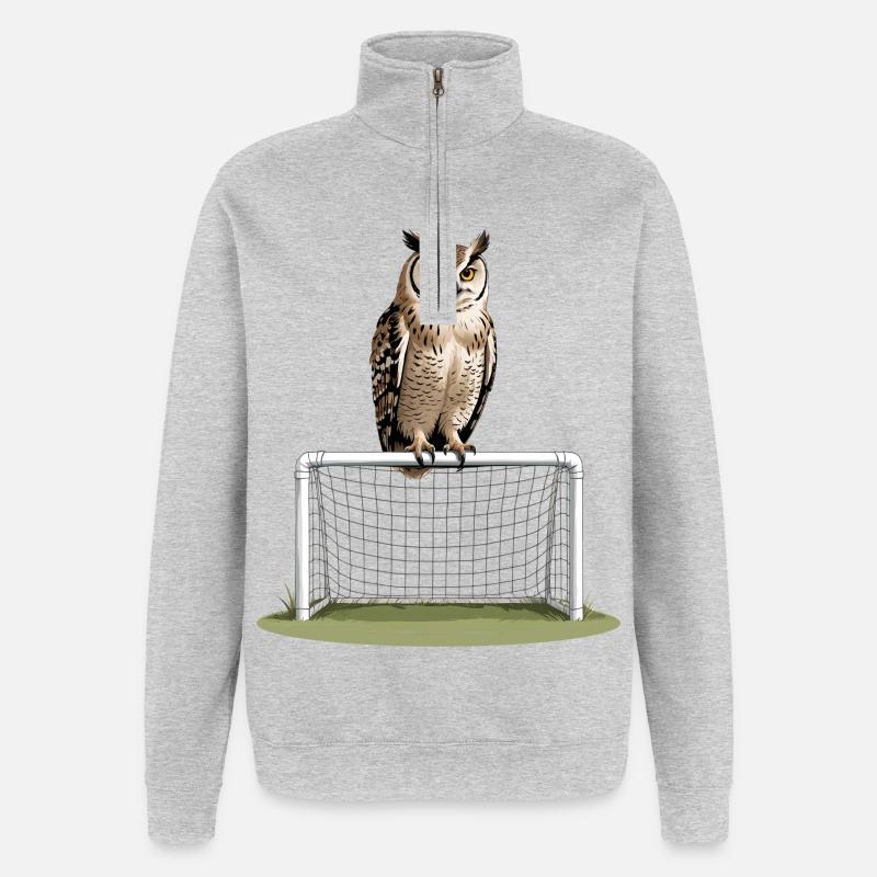 Eule auf Torrahmen – Nachtspiel - Quarter-Zip-Sweatshirt - Grau meliert