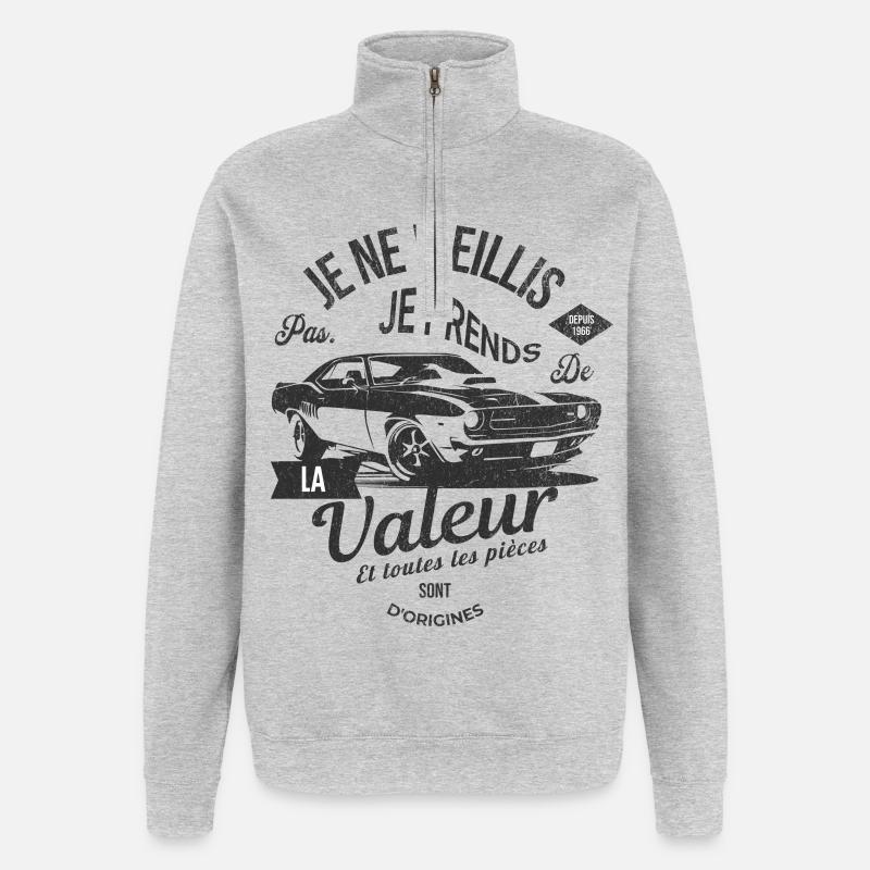 Jubiläums-Oldtimer 1966 - Quarter-Zip-Sweatshirt - Grau meliert
