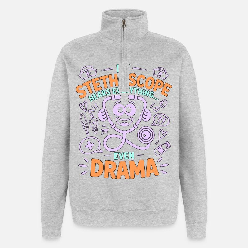 Nurse Practitioner My Stethoscope Hears Nursing - Quarter-Zip Sweatshirt - heather grey