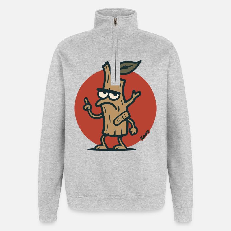 Grimmiger Baum Ast Baumstumpf mit Gesicht - Quarter-Zip-Sweatshirt - Grau meliert